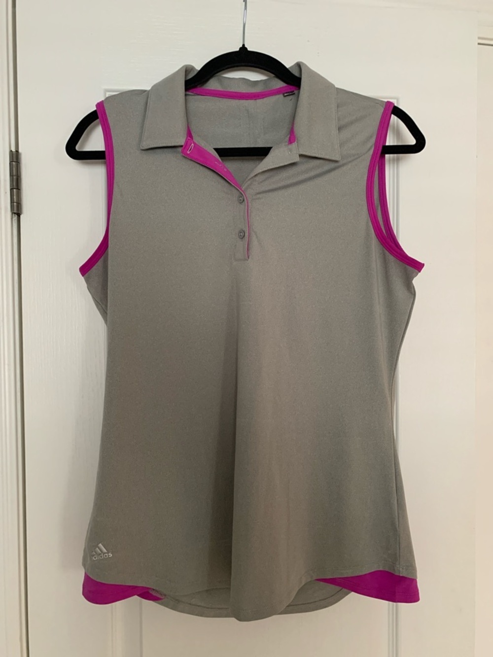 adidas Gray Sleeveless Golf Polo Tank with Purple Trim